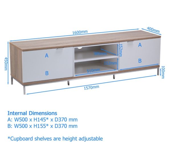 Alphason CHAPLIN 2000 White / Oak TV / AV Stand - Image 3