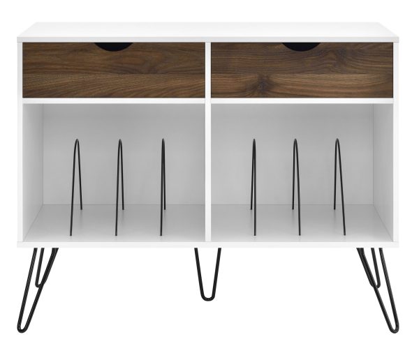 Novogratz CONCORD TURNTABLE STAND White/Oak With Drawers - Image 2
