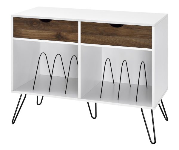 Novogratz CONCORD TURNTABLE STAND White/Oak With Drawers - Image 4