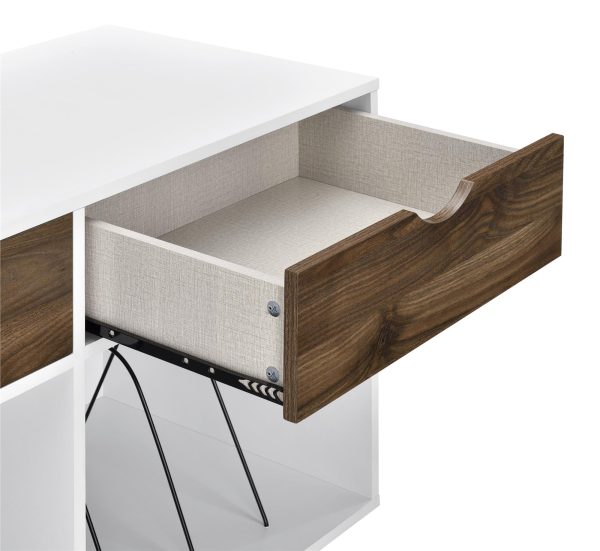 Novogratz CONCORD TURNTABLE STAND White/Oak With Drawers - Image 5