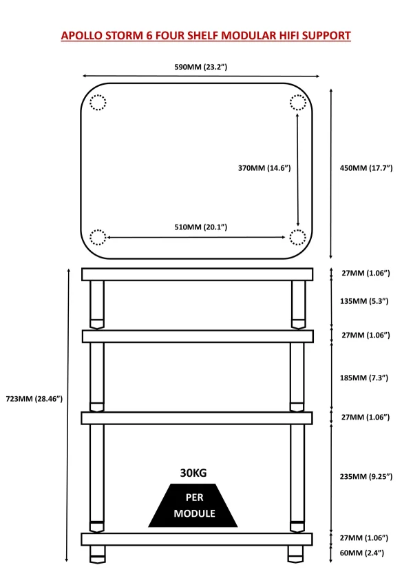 Apollo Storm 6 Dark Oak Hifi Rack - Image 2